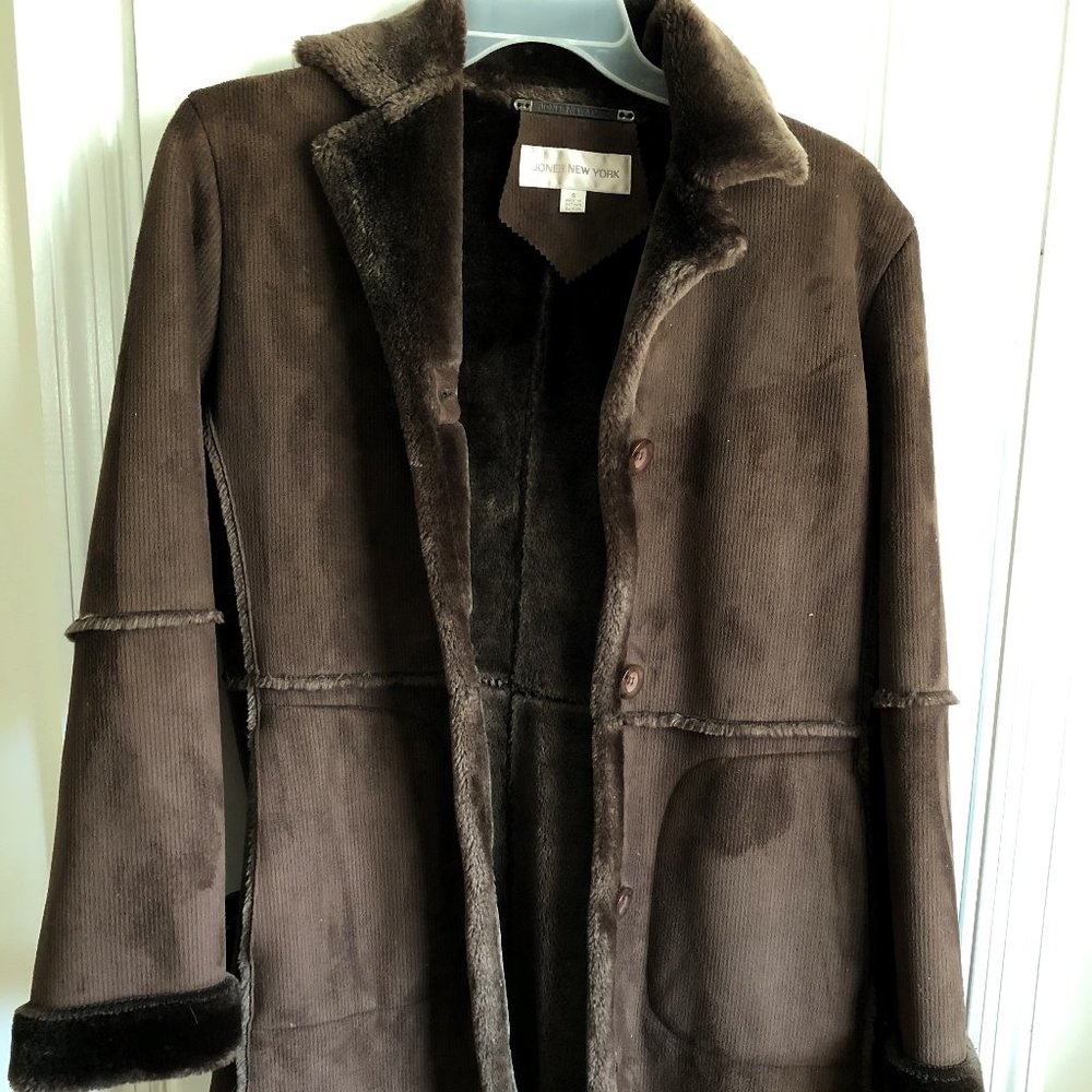 Jones New York Signature Faux-fur long coat